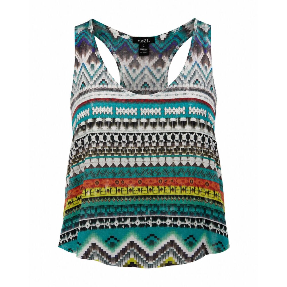 Rue21 Women's XL Tribal Print Sleeveless Swing Tank Top Boho Geometric - Picture 5 of 5